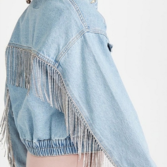 Free People Rhinestone Denim Bomber Jacket - Picture 7 of 15